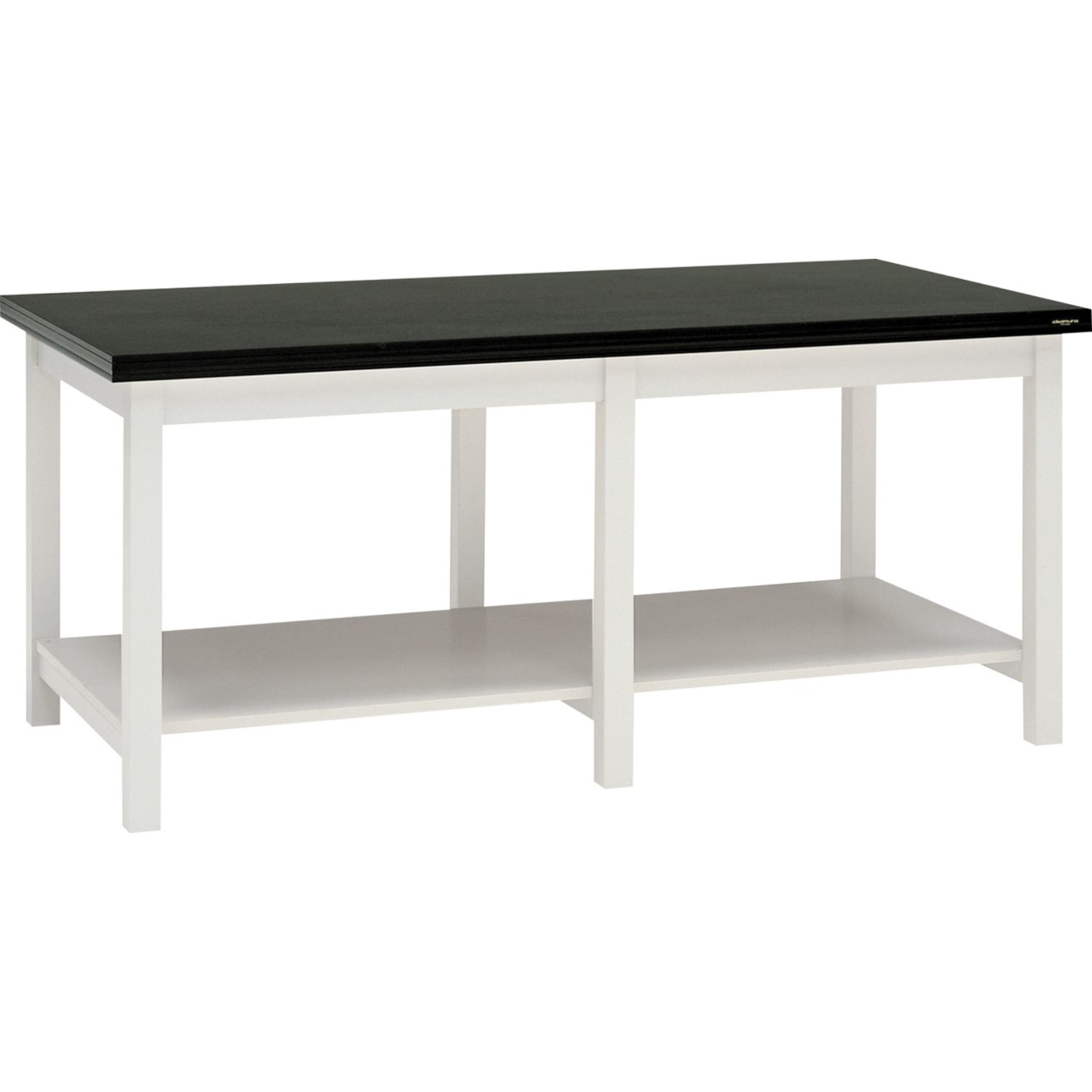 【作業台】木製作業台 両面 アジャスタータイプ 棚付 引出し無 1200×900×800mm